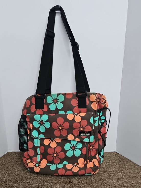 Kavu Handbags - Kavu ShoulderComputer Tote Bag Floral Brown Pattern 13x15